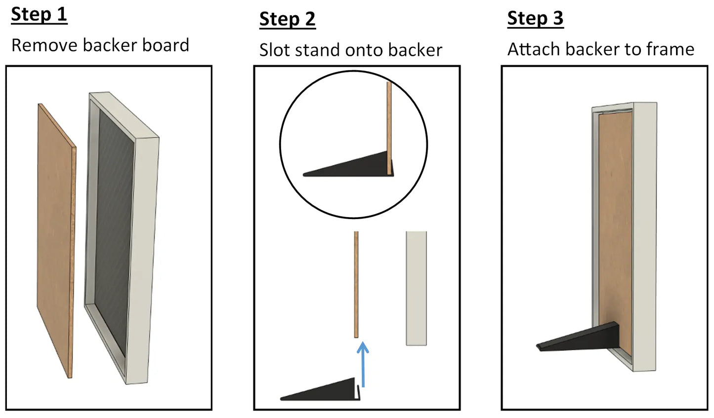 Instructions for fitting maker-AMW picture frame stands